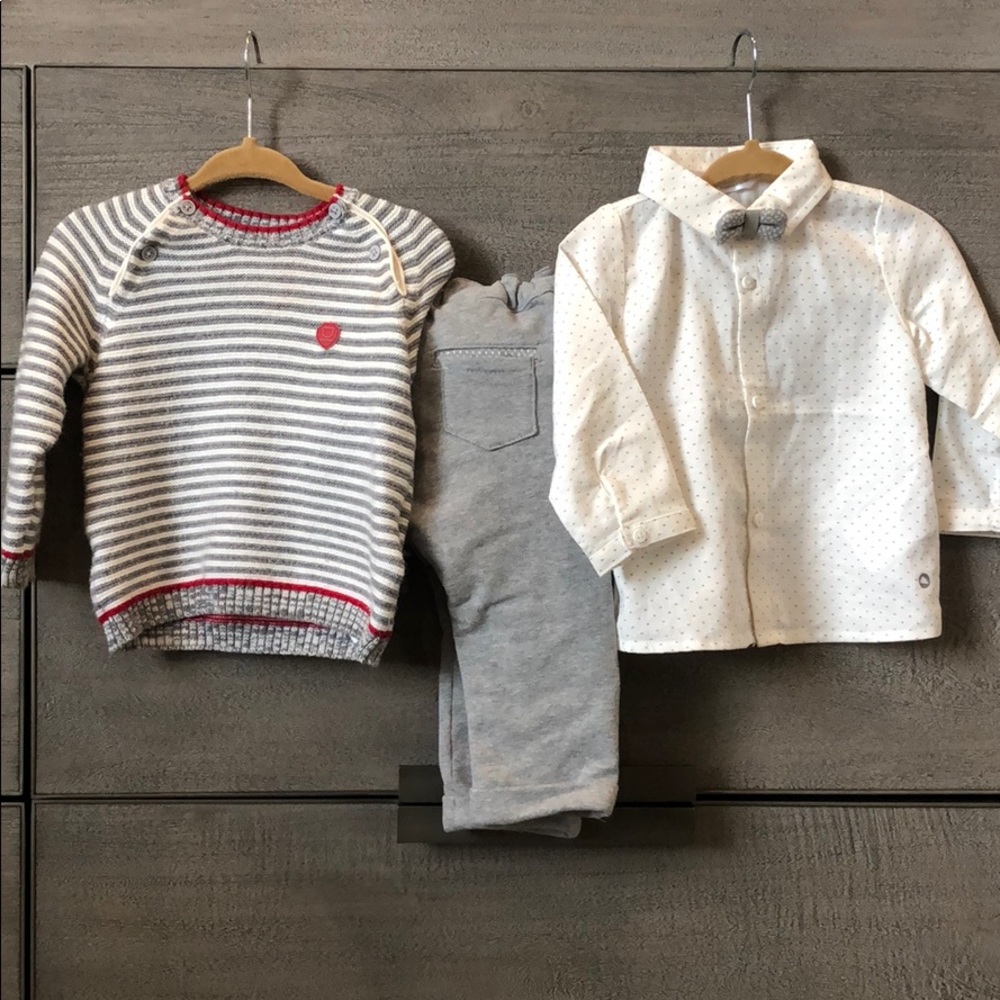 European 3-piece set (pant, shirt, tie, NO sweater